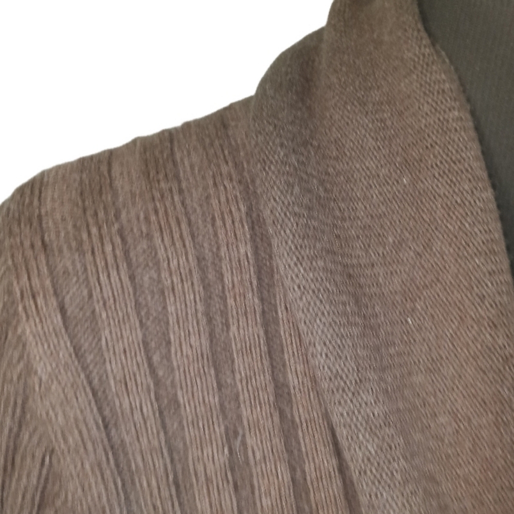 Rich Brown Ribbed Open-Front Cardigan - Picture 3 of 7
